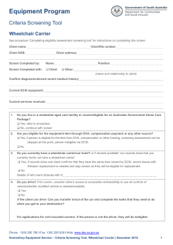 Criteria Screening Tool, Wheelchair Carrier
