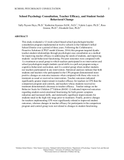 School Psychology Consultation, Teacher Efficacy, and Student Social
