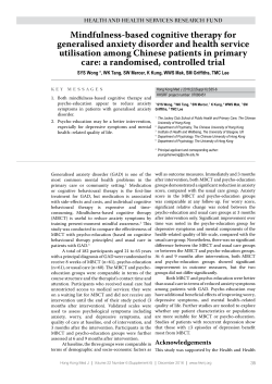 Mindfulness-based cognitive therapy for generalised anxiety