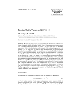 Random Matrix Theory and &zeta;(1/2 + it)