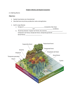 Chapter 6 Biomes and Aquatic Ecosystems 6.1 Defining Biomes