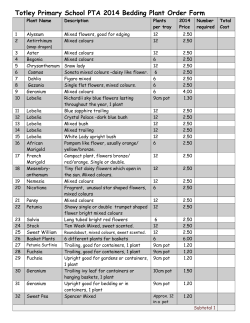 Totley Primary School PTA 2014 Bedding Plant Order Form