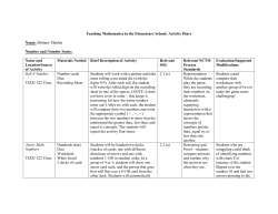 Math Activity Diary
