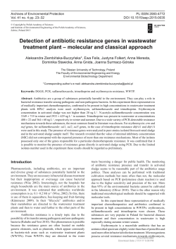 Detection of antibiotic resistance genes in wastewater treatment plant