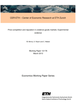 CER-ETH &ndash; Center of Economic Research at ETH Zurich Economics