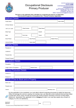 Occupational Disclosure Primary Producer