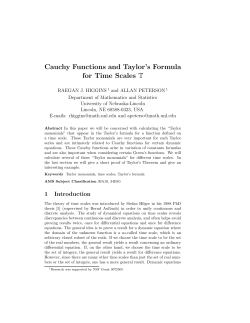 Cauchy Functions and Taylor`s Formula for Time Scales T