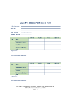 Patient Cognitive Test Record Form