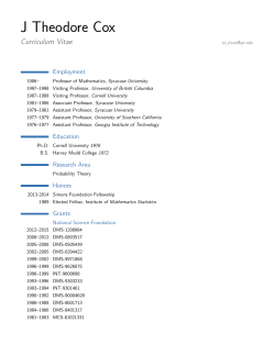 J Theodore Cox &ndash; Curriculum Vitae