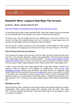 Baseball`s Minor Leaguers Seek Major Pay Increase