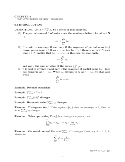 CHAPTER 6 INFINITE SERIES OF REAL NUMBERS 6.1