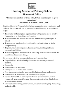 Homework Policy - Harding Memorial Primary School