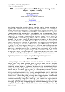 EFL Learners` Perceptions towards Meta