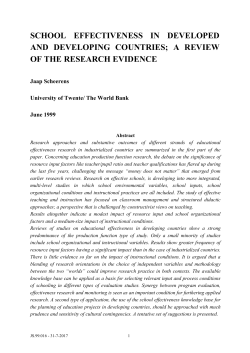 conceptual review and meta-analysis of school effectiveness