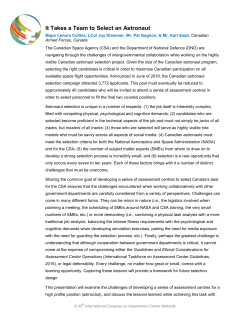 It Takes a Team to Select an Astronaut