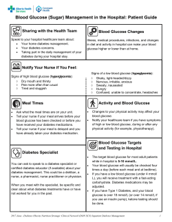 Blood Glucose (Sugar) Management in Hospital