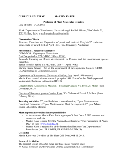 CURRICULUM VITAE MARTIN KATER Professor of Plant Molecular