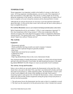 TEMPERATURE The Activity - Huron River Watershed Council