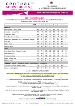 2014 Rental Price List