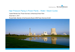 High Pressure Piping in Power Plants &ndash; Water / Steam Cycles
