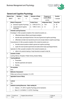 Business Management and Psychology General and Cognitive
