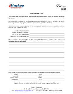 For the Good of the Game Incident Report