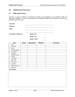 8.0 IS-BAO Audit Protocols - International Business Aviation Council