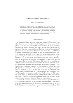 ROBUST CHAOS REVISITED 1. Introduction In a seminal paper