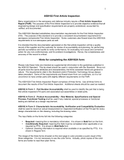 Tip sheet for filling AS9102 First Article Inspection Forms