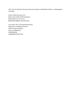 Title: Survival of bacteria during nasal cannula storage in