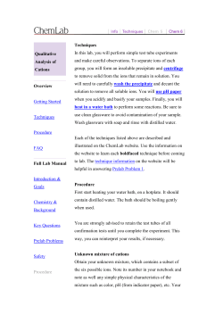 Qualitative Analysis of Cations Overview Getting Started Techniques