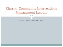 Class 3: Community Interventions Management Lesotho
