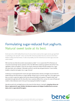 Formulating sugar-reduced fruit yoghurts. Natural sweet