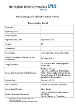 Nottingham University Hospitals: Patient Demographic Information