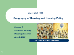 GGR 357F Geography of Housing and Housing Policy November 2