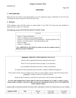 Organic System Plan