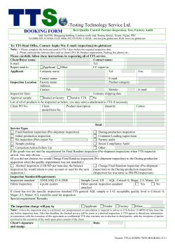 INSPECTION WORKSHEET FOR Electrical / Electronic Product