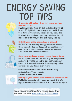 Energy saving top tips - The Bromley by Bow Centre