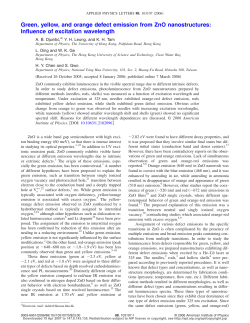 Green, yellow, and orange defect emission from ZnO nanostructures