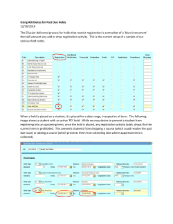 Using Attributes for Past Due Holds 12/16/2016 The