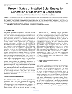 Present Status of Installed Solar Energy for Generation of