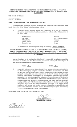 certificate for order adopting 2017 rate order changes as follows