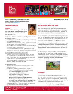 Coordinator Corner Sneak Peak at Ag