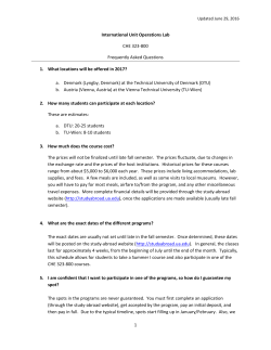 1 International Unit Operations Lab CHE 323‐800 Frequently Asked