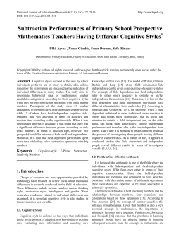 Subtraction Performances of Primary School Prospective