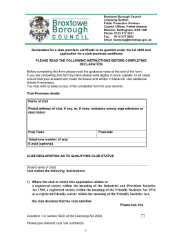 Club Premises details - Broxtowe Borough Council