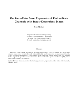 On Zero&ndash;Rate Error Exponents of Finite&ndash;State Channels with Input