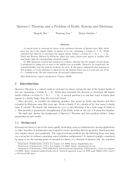 Sperner`s Theorem and a Problem of Erd˝os, Katona and Kleitman