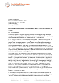 Submission Professor John Watson University of Sydney Medical