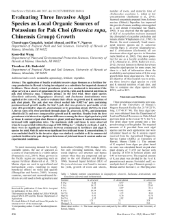 Evaluating Three Invasive Algal Species as Local Organic Sources